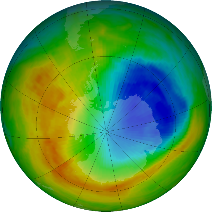 Antarctic ozone map for 11 November 1989